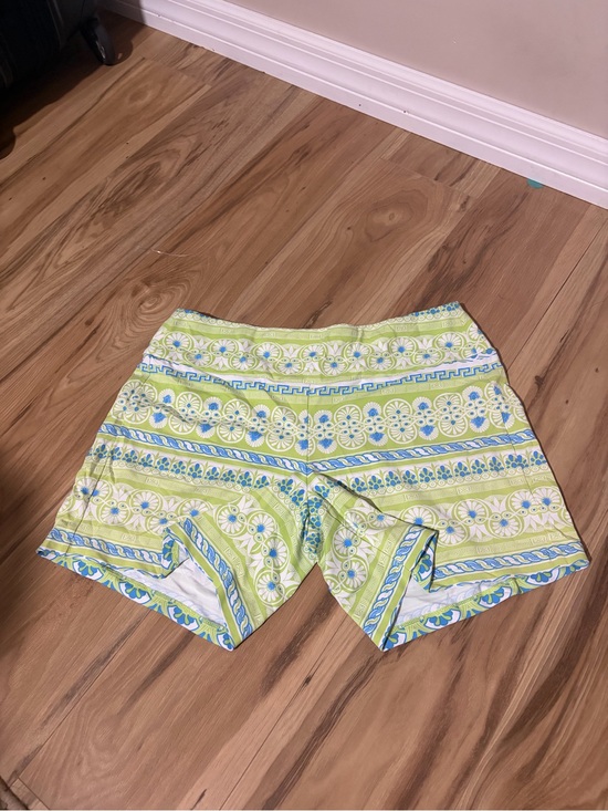 J. McLaughlin Pants - J. McLaughlin Lime Green Patterned Athletic Shorts with Blue Accents